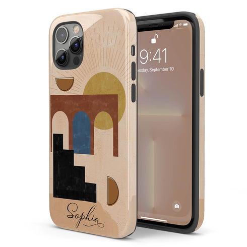 Abstract Shapes Custom Name iPhone Case